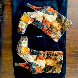 DOLCE & GABBANA FLORAL ANGEL PRINT BOOTIES
